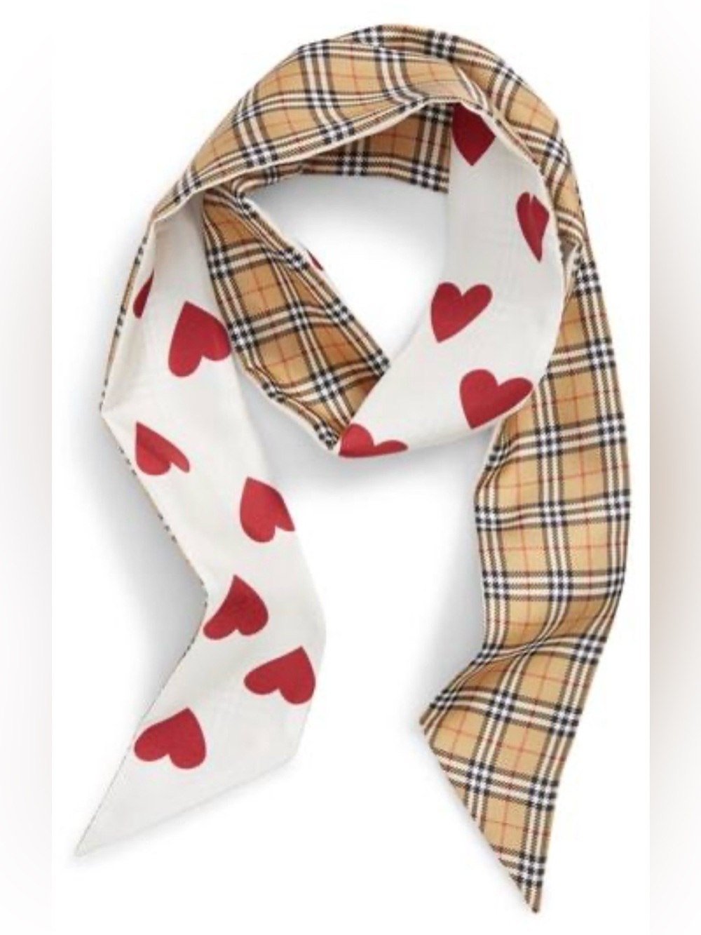 Burberry Heart ♥️ & Check Silk Skinny Neck Scarf - Picture 4 of 8